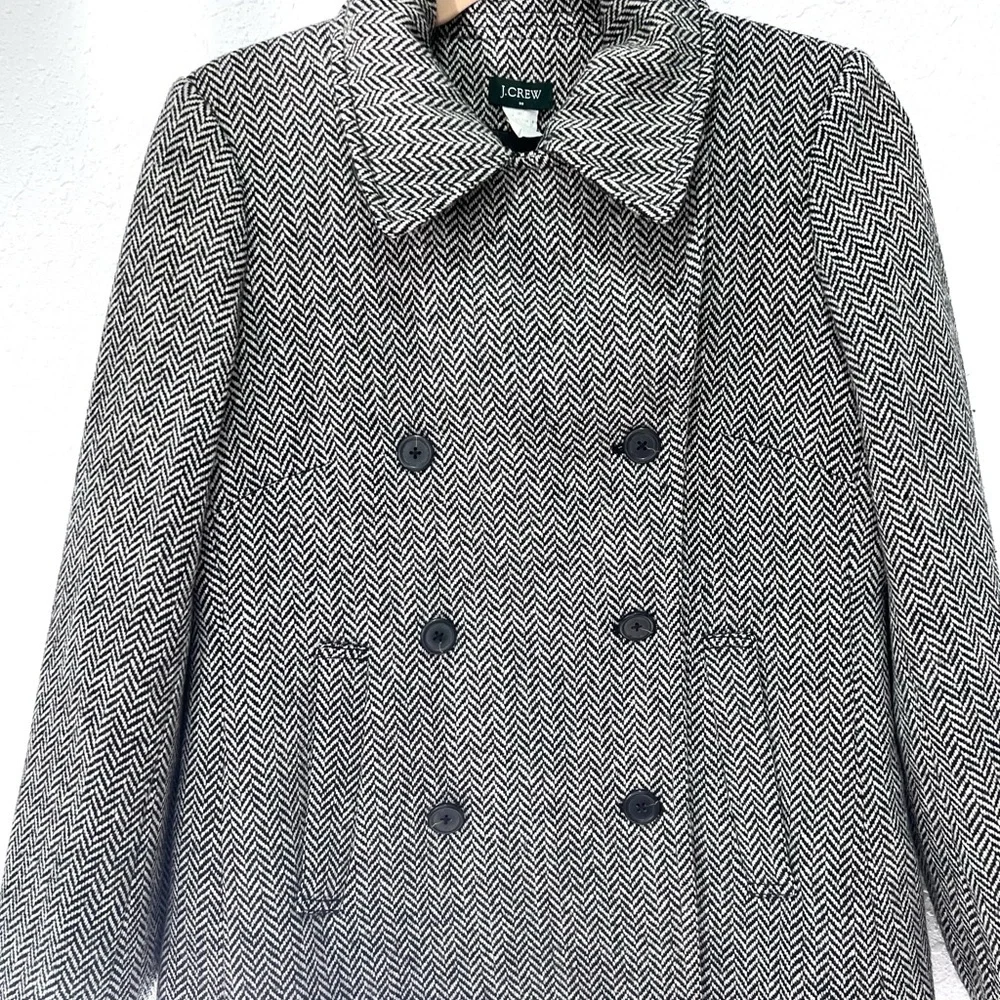 J. Crew Monochrome Herringbone Pea Coat‎ - Picture 3 of 8